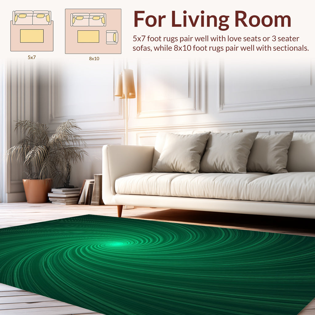 Emerald Green Swirl Fibrous Rug