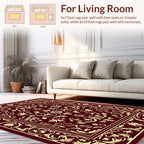 Elegant Floral Bordered Burgundy Design Rug