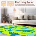 Cute Teal Dinosaur Tropical Pattern Rug