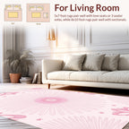 Delicate Pink Floral Sunburst Pattern Rug