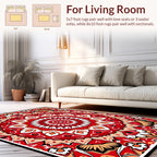 Radiant Red White Mandala Pattern Rug