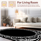 Ornate Floral Swirl Oval Border Rug