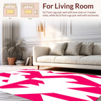Geometric Abstract Pink White Pattern Rug