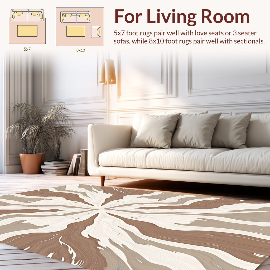 Neutral Tonal Wavy Organic Pattern Rug