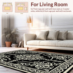 Elegant Black White Scroll Pattern Rug