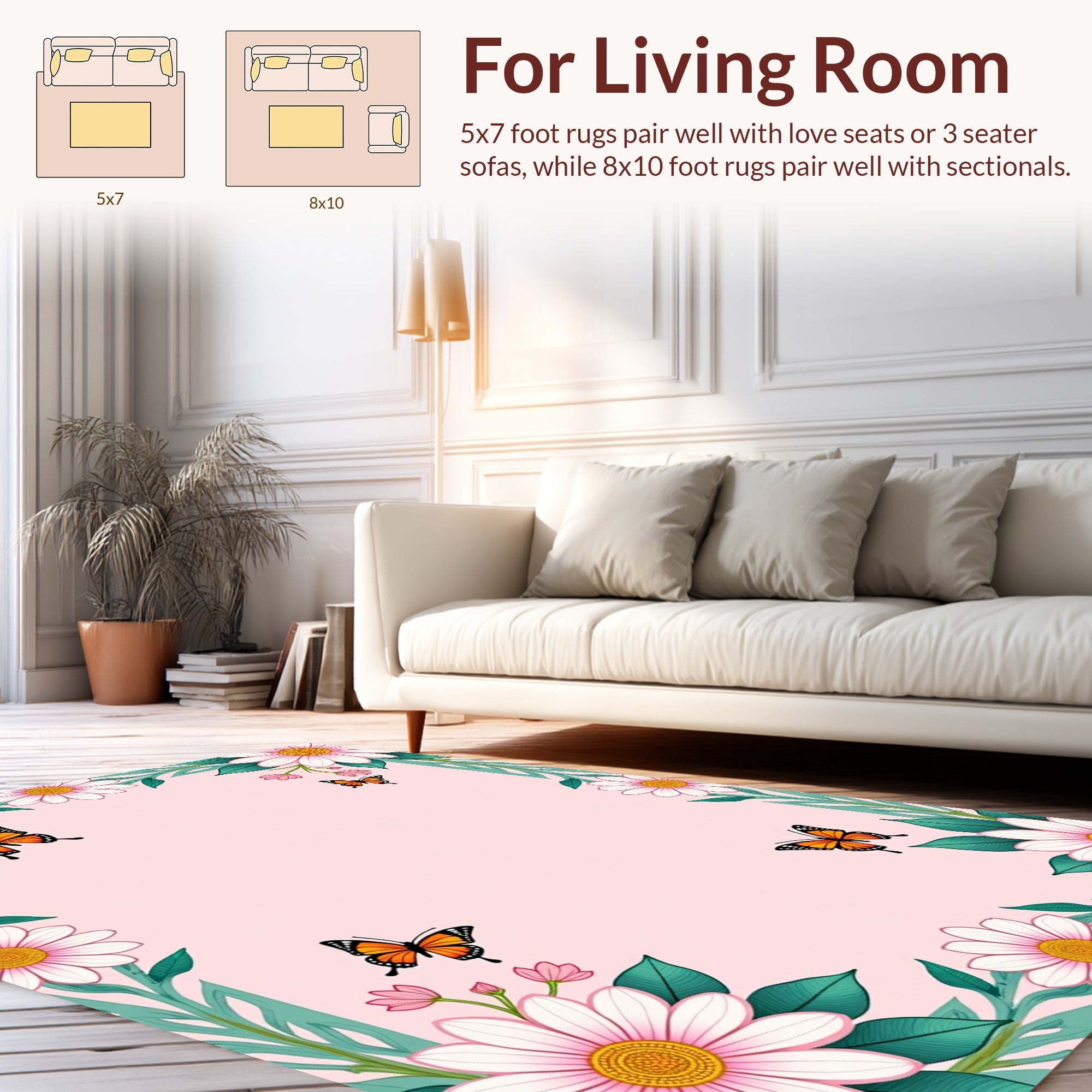 Floral Butterfly Garden Design Rug