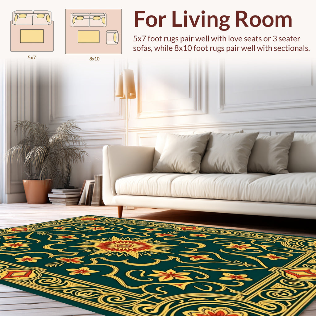 Intricate Floral Medallion Patterned Rug