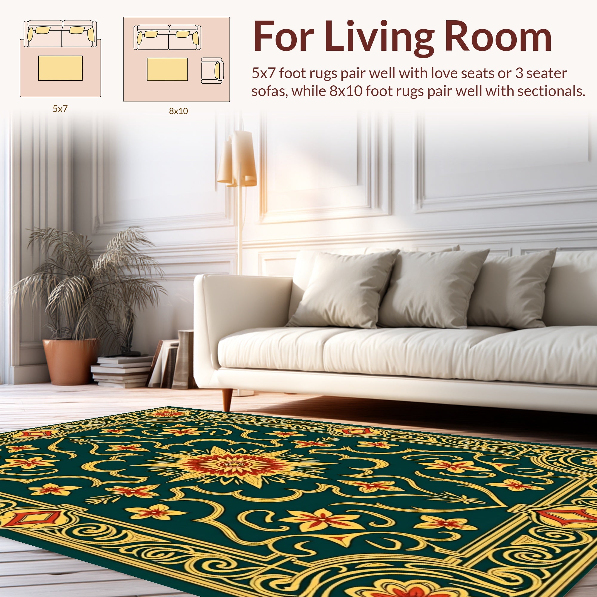 Intricate Floral Medallion Patterned Rug