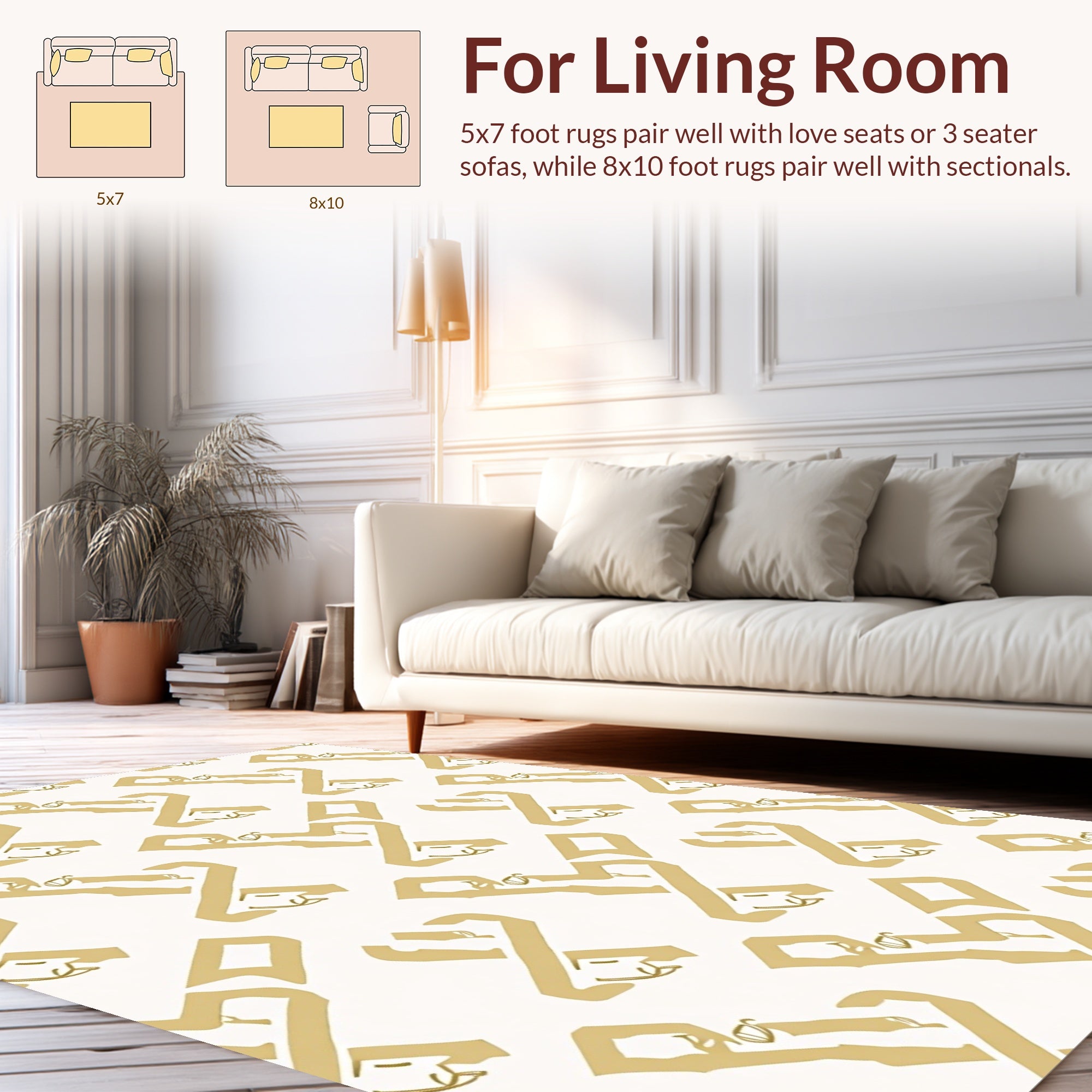 Golden Chain Moderne Patterned Rug
