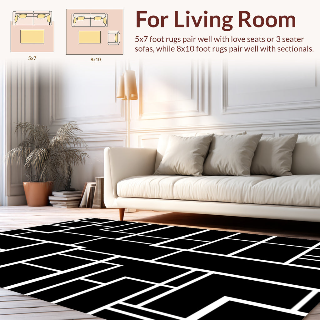 Bold Geometric Lines Abstract Design Rug
