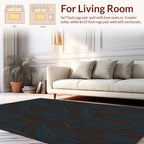 Dark Teal and Gold Feather Pattern Rug