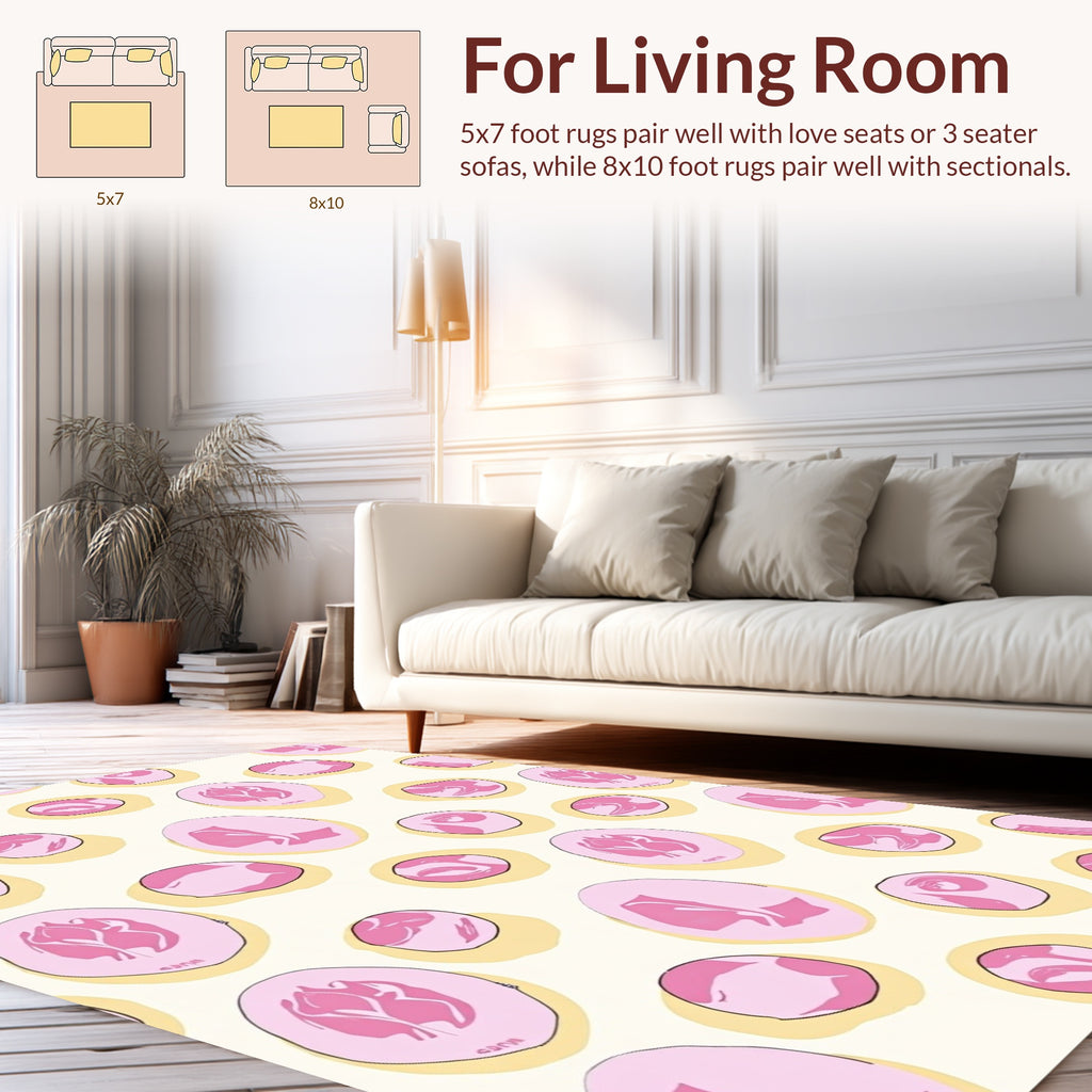 Playful Pink Floral Abstract Pattern Rug