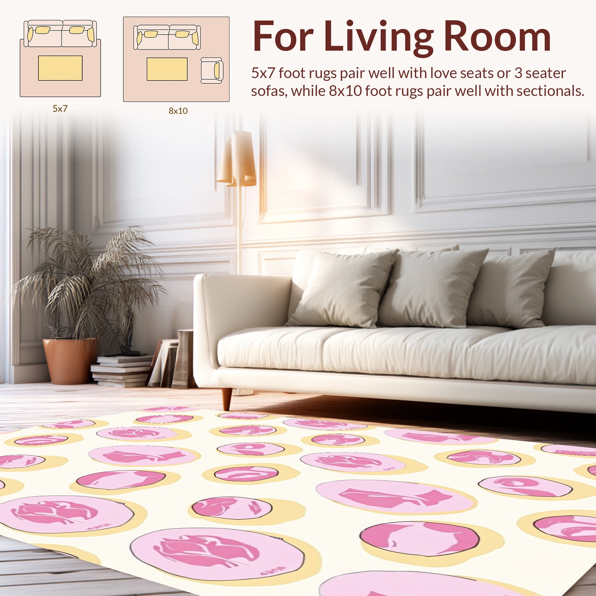 Playful Pink Floral Abstract Pattern Rug