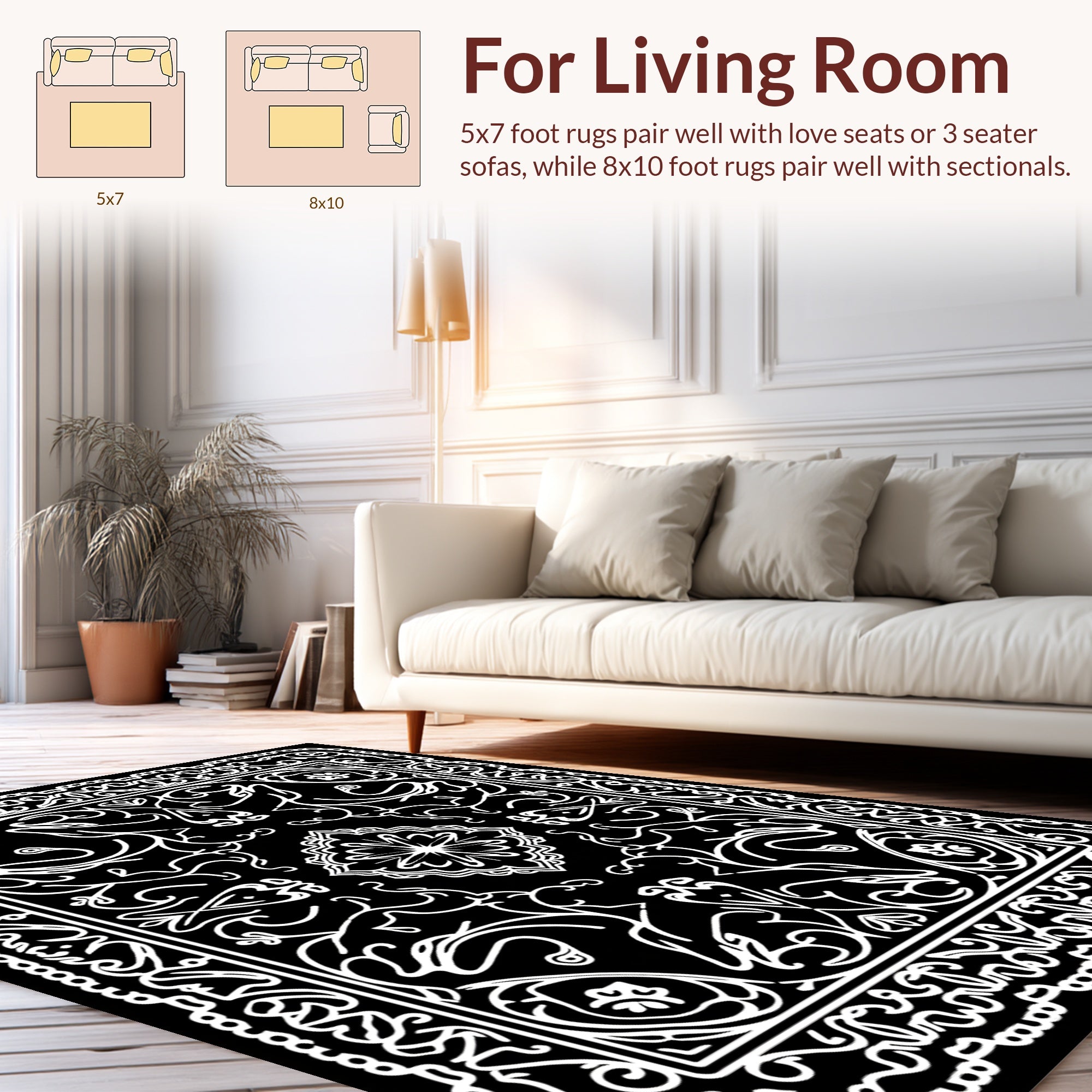 Ornate Scrollwork Geometric Pattern Rug