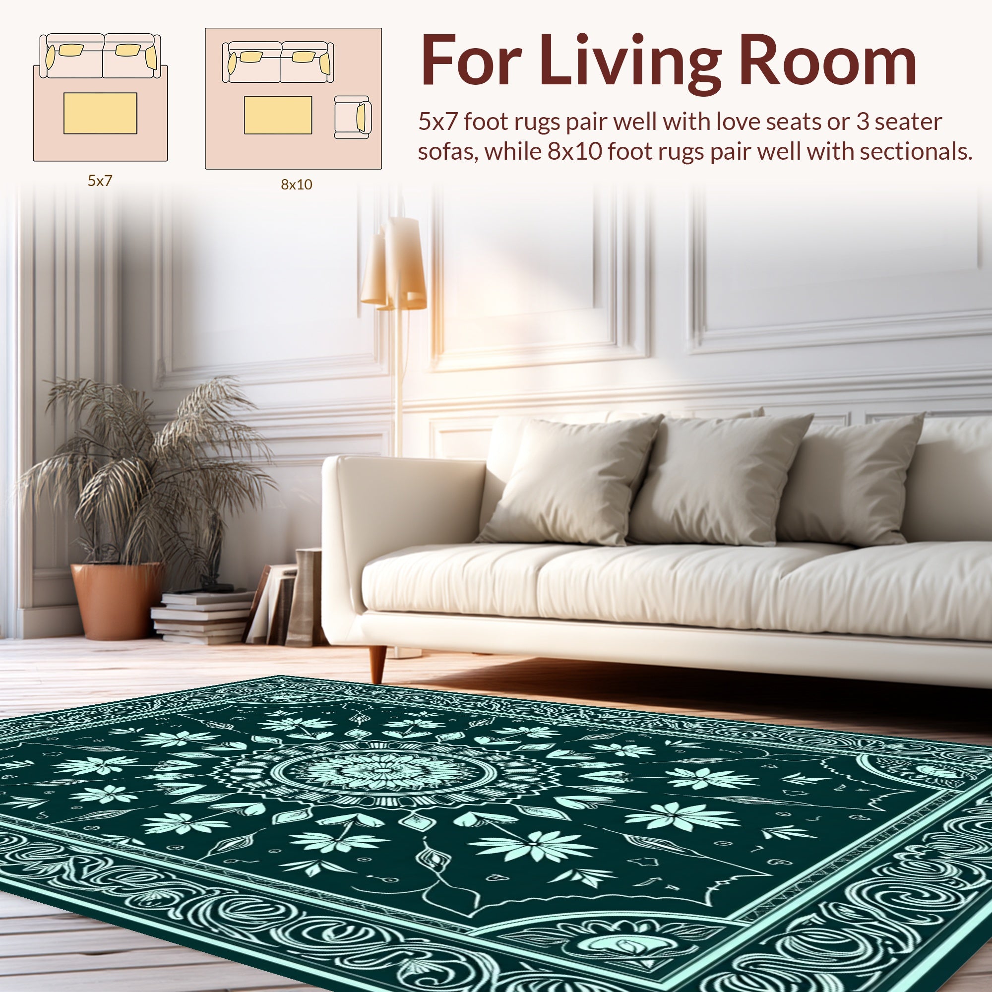 Ornate Floral Mandala Pattern Rug