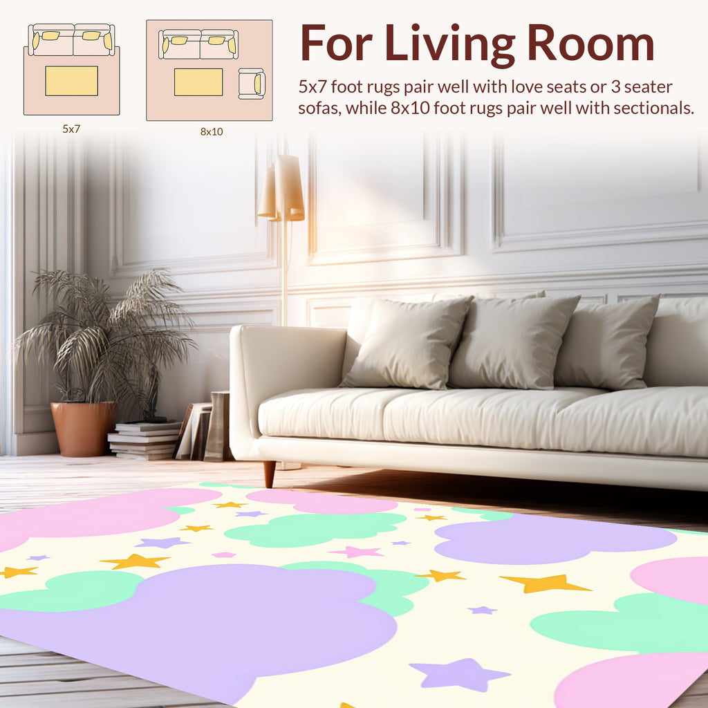 Pastel Cloud and Star Design Rug
