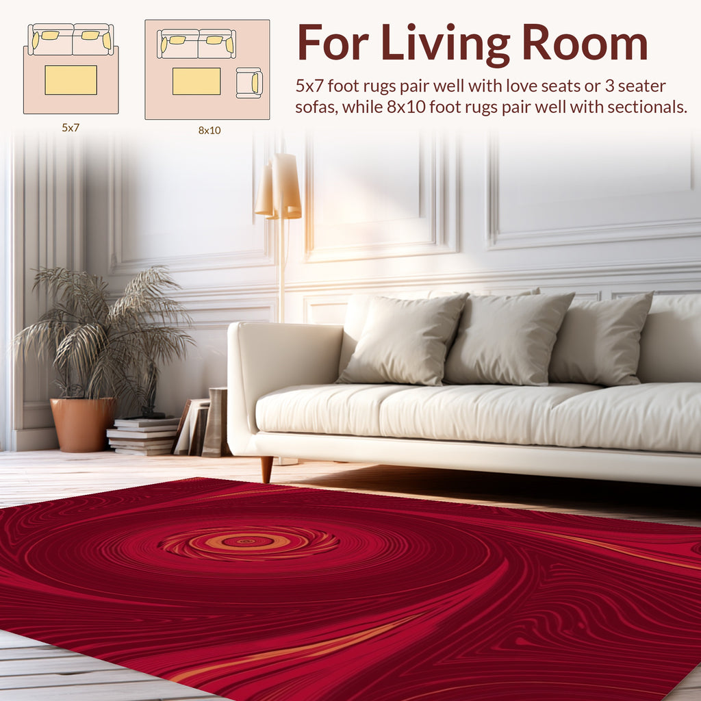 Abstract Red Swirl Pattern Rug