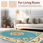 Ornate Floral Medallion With Scroll Borders Rug