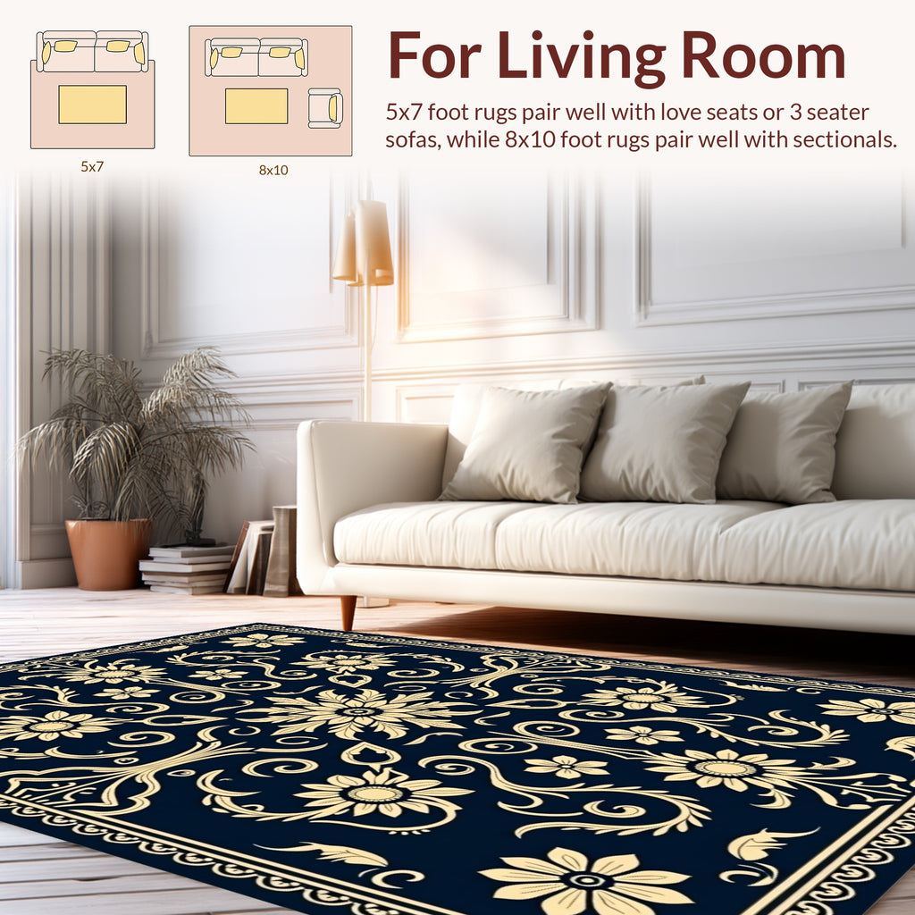 Floral Scrollwork Elegant Design Rug