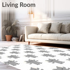 Playful Grey Elephant Pattern Design Rug