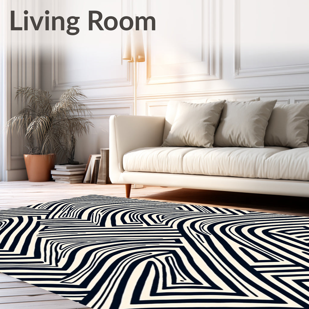 Monochrome Abstract Line Pattern Rug