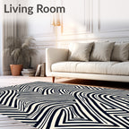 Monochrome Abstract Line Pattern Rug