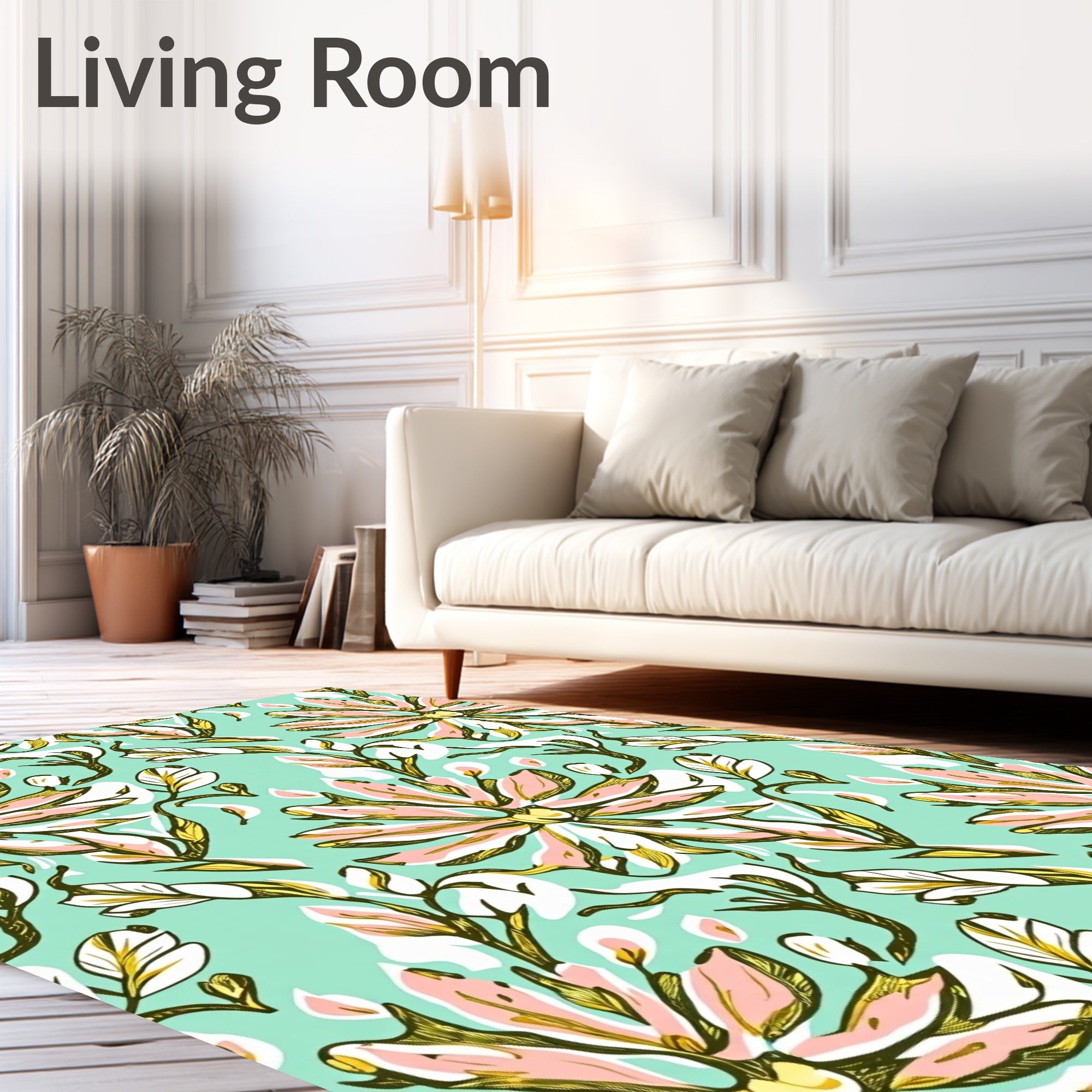 Floral Sketchy Botanical Design Rug