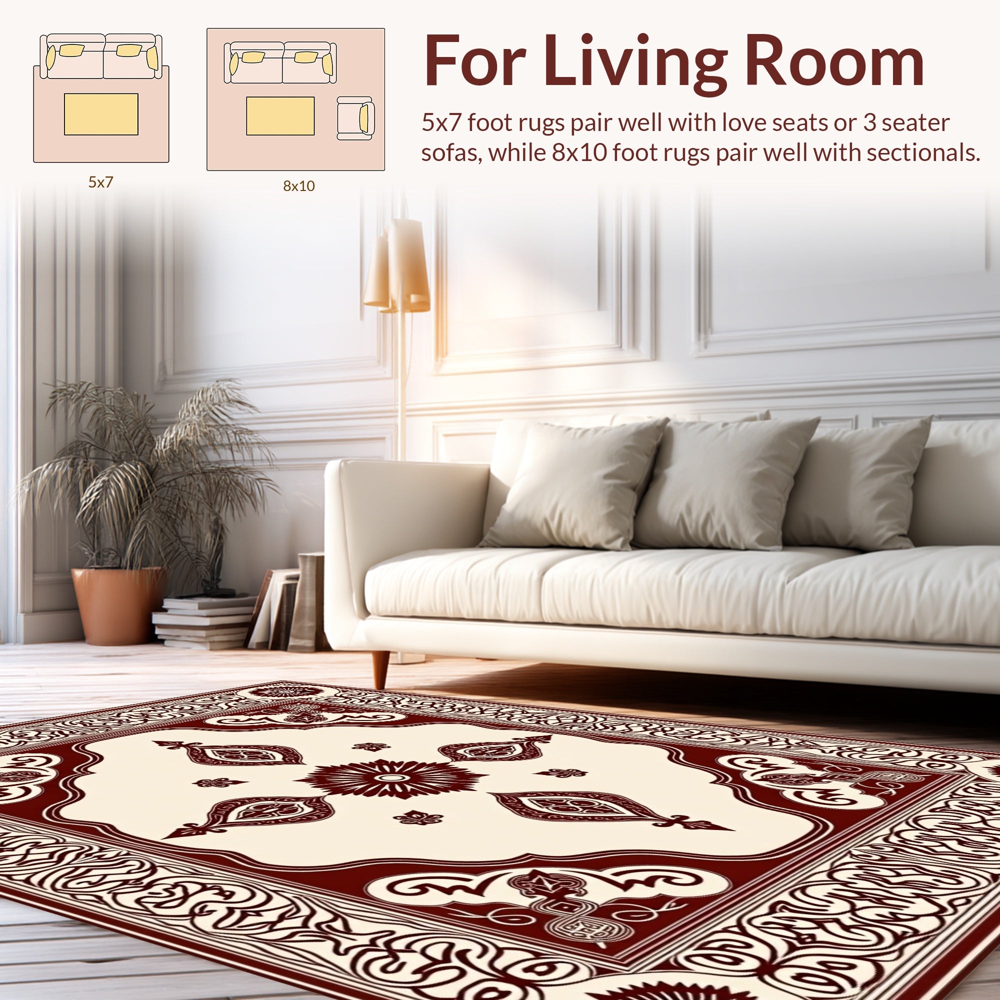 Intricate Red And Cream Symmetry Design Rug