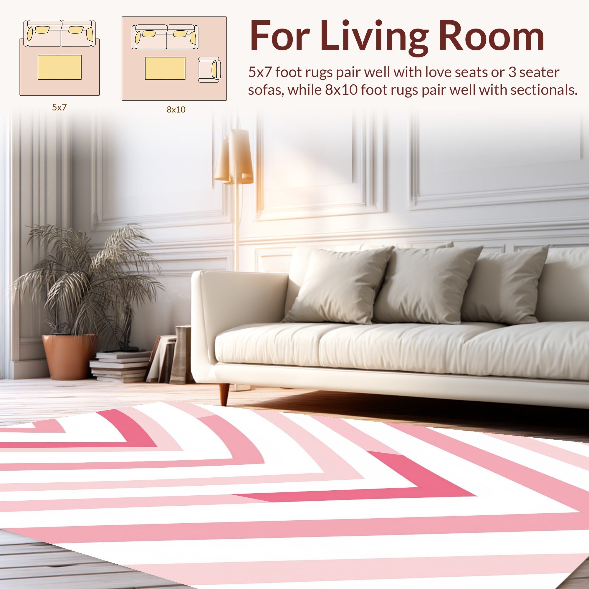 Chic Pink Chevron Pattern Rug
