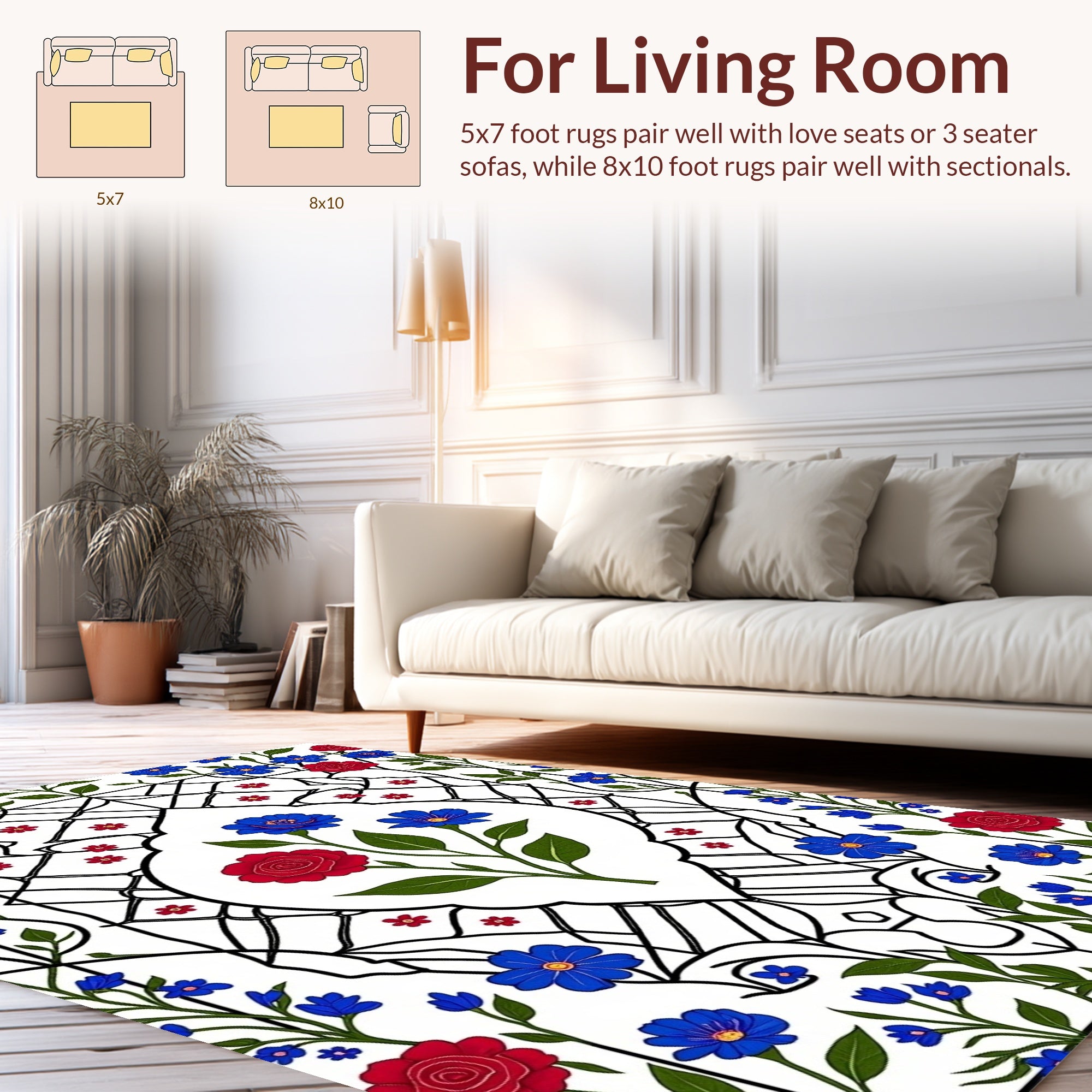 Vibrant Floral Arch Pattern Rug