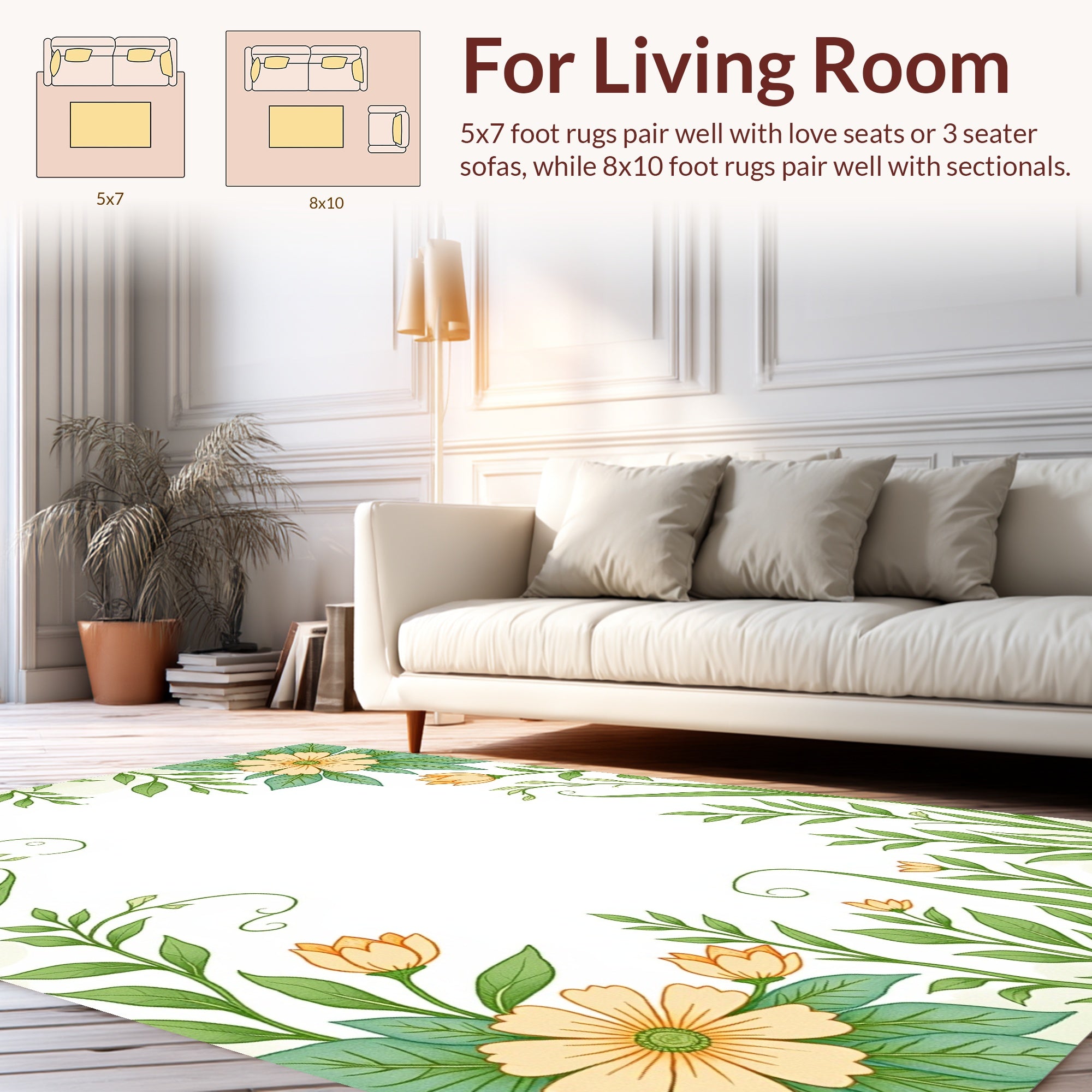 Whimsical Floral Vine Pattern Rug