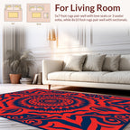 Bold Red Navy Symmetrical Design Rug