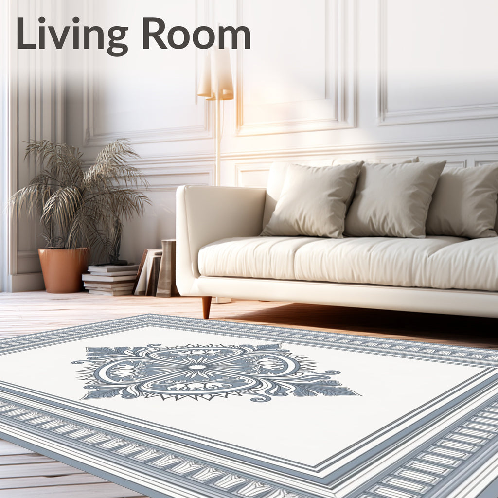 Classic Blue Medallion Border Rug