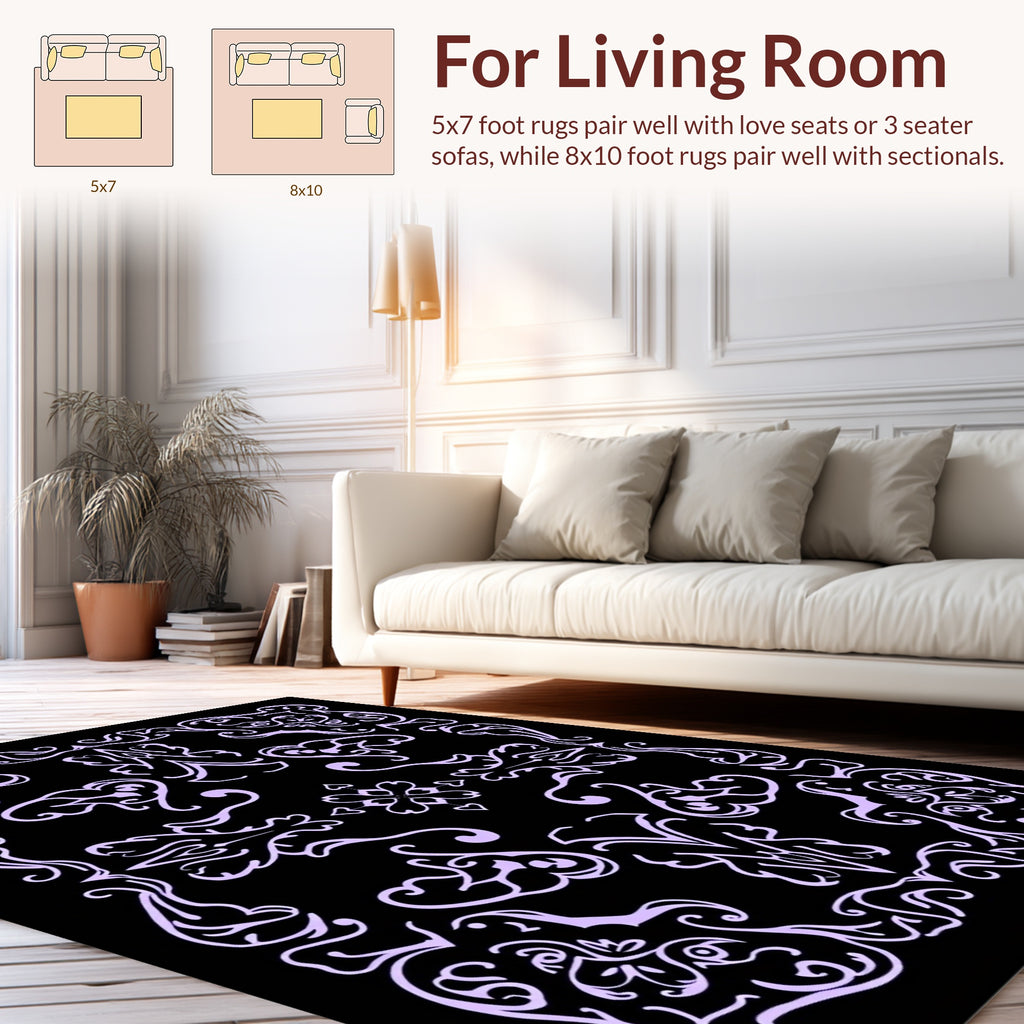 Elegant Lilac Swirl Pattern Rug