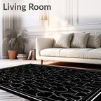 Black and White Geometric Hive Pattern Rug