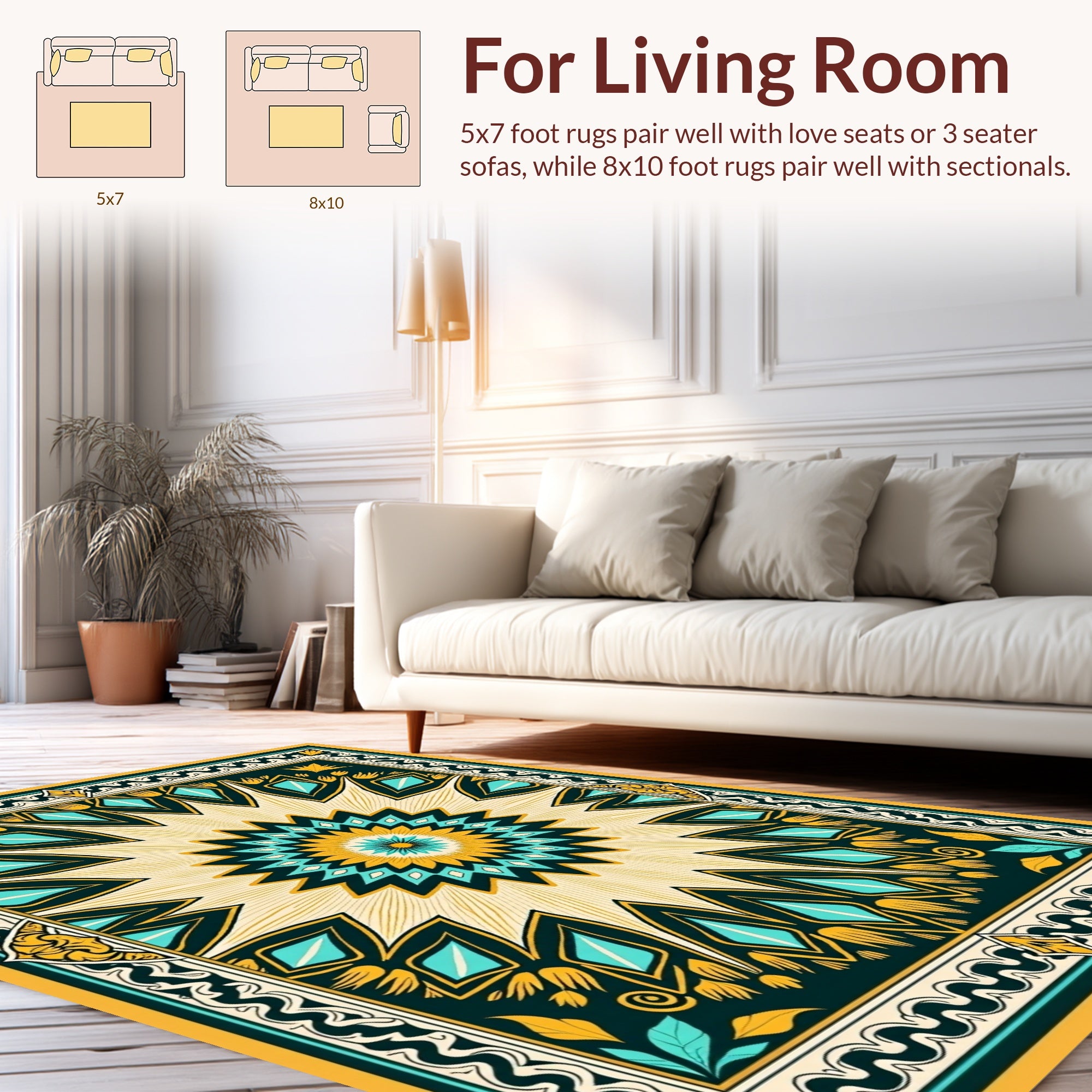 Mandala Floral Medallion Radiating Pattern Rug