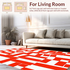 Abstract Red White Geometric Pattern Rug