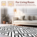 Abstract Black White Geometric Maze Rug