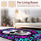 Skull With Vibrant Floral Border Rug