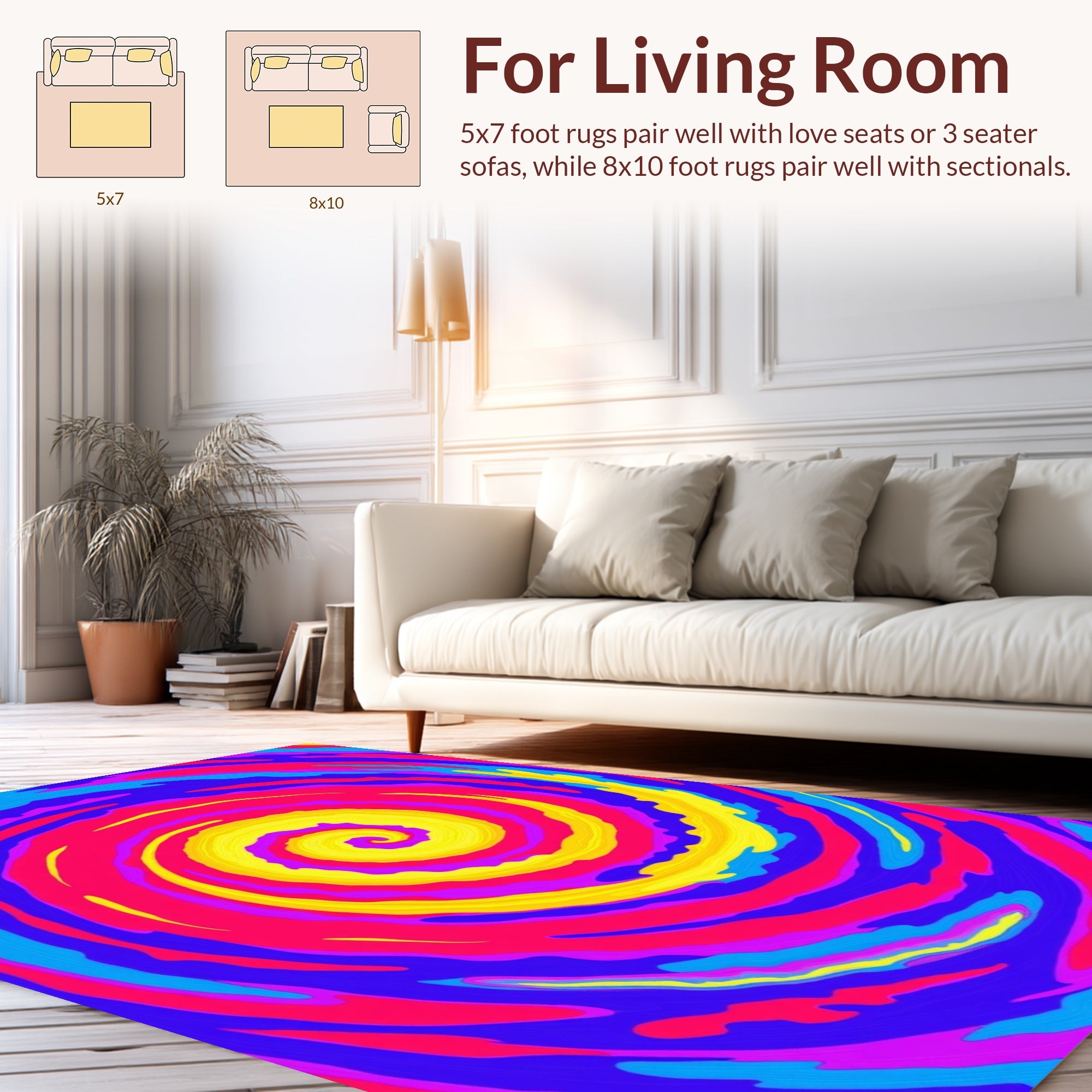 Vibrant Swirl Patterned Abstract Rug