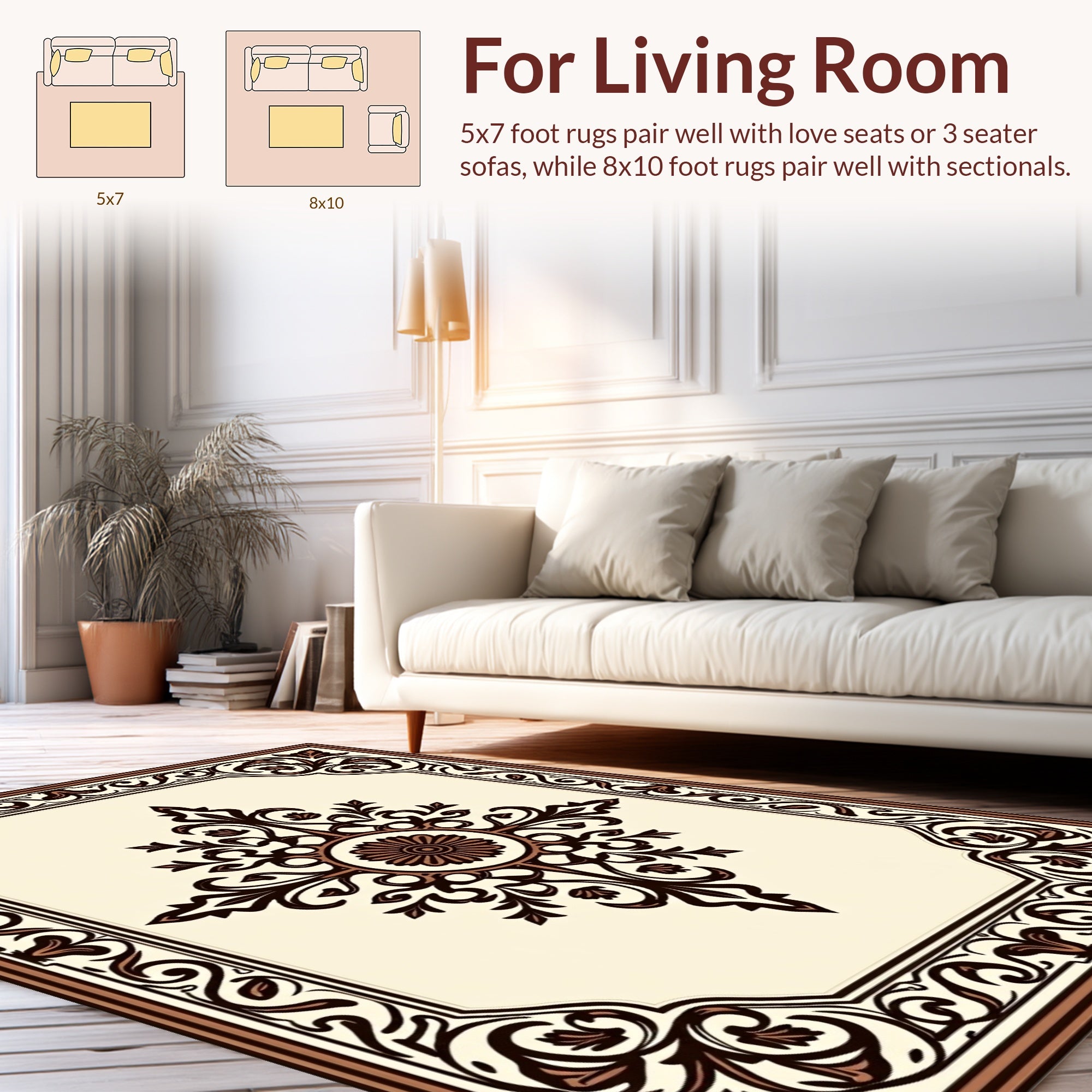Classic Floral Medallion Border Design Rug