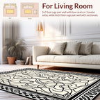 Abstract Black Cream Tangled Design Rug