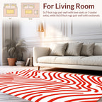 Bold Red Wavy Stripe Pattern Rug