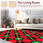 Classic Red Green Yellow Plaid Pattern Rug