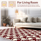 Crimson Cream Floral Abstract Pattern Rug