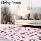 Ornate Utensil Collection on Pink Background Rug