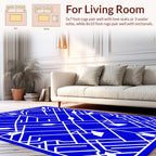 Modern Geometric White on Blue Rug