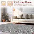 Abstract Black White Wavy Lines Rug