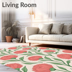 Coral Bloom Vine Garden Rug