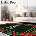Red Poinsettia Green Border Rug